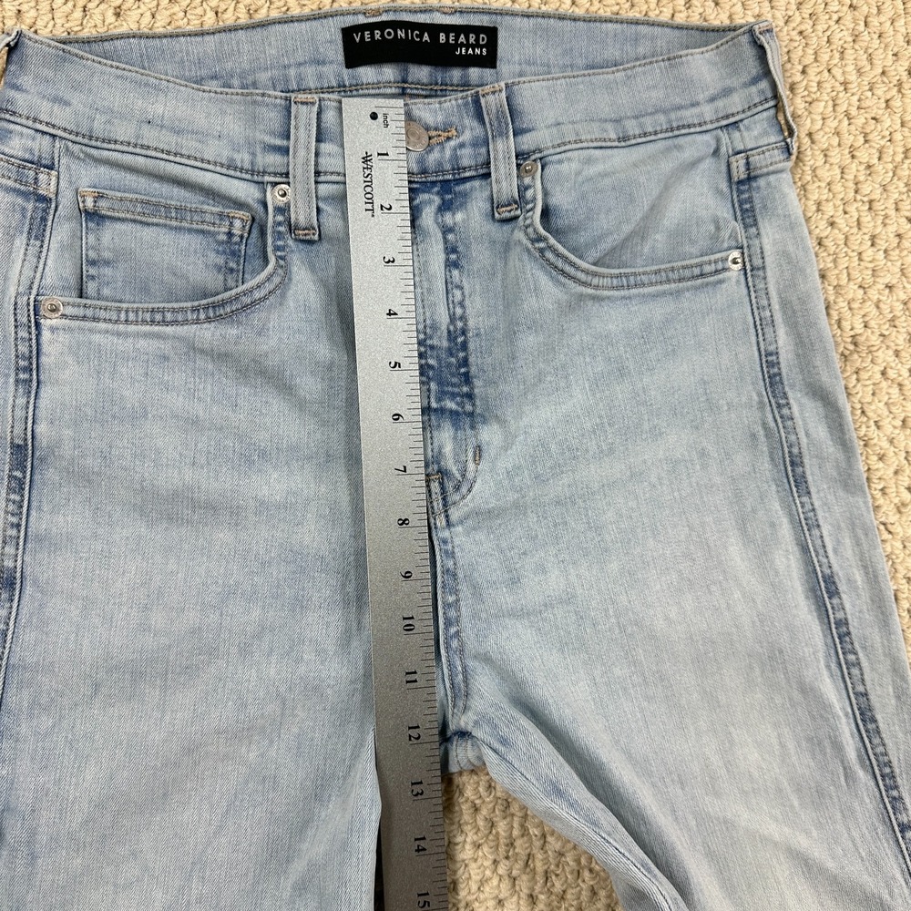 Veronica Beard Carson Ankle Flare Jeans Womens 31/12 Light Blue Wash High Rise - Picture 7 of 15